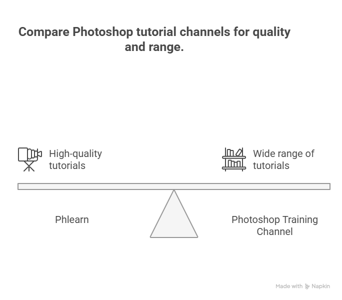 Compare Photoshop tutorial channels for quality and range.
